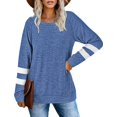 thumbnail image 3 of T-Shirts Décontractés à Manches Longues Col Rond pour Femmes Blouses Chandails en Molleton Tuniques avec Poche, 3 of 5