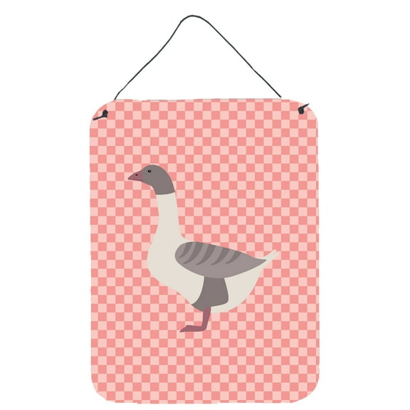 Carolines Treasures BB7901DS1216 Buff Grey Back Goose Pink Check Wall or Door Hanging Prints
