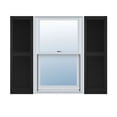 thumbnail image 1 of 14 1/2"W x 31"H Lifetime Vinyl, Custom Straight Top Center Mullion, Open Louver Shutters, w/Shutter-Loks (Per Pair), Black, 1 of 12