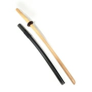 Natural Oak, Grooved Bokken with Scabbard, Practice Sword, Comes with Saya (sheath), Plastic handguard and rubber stopper