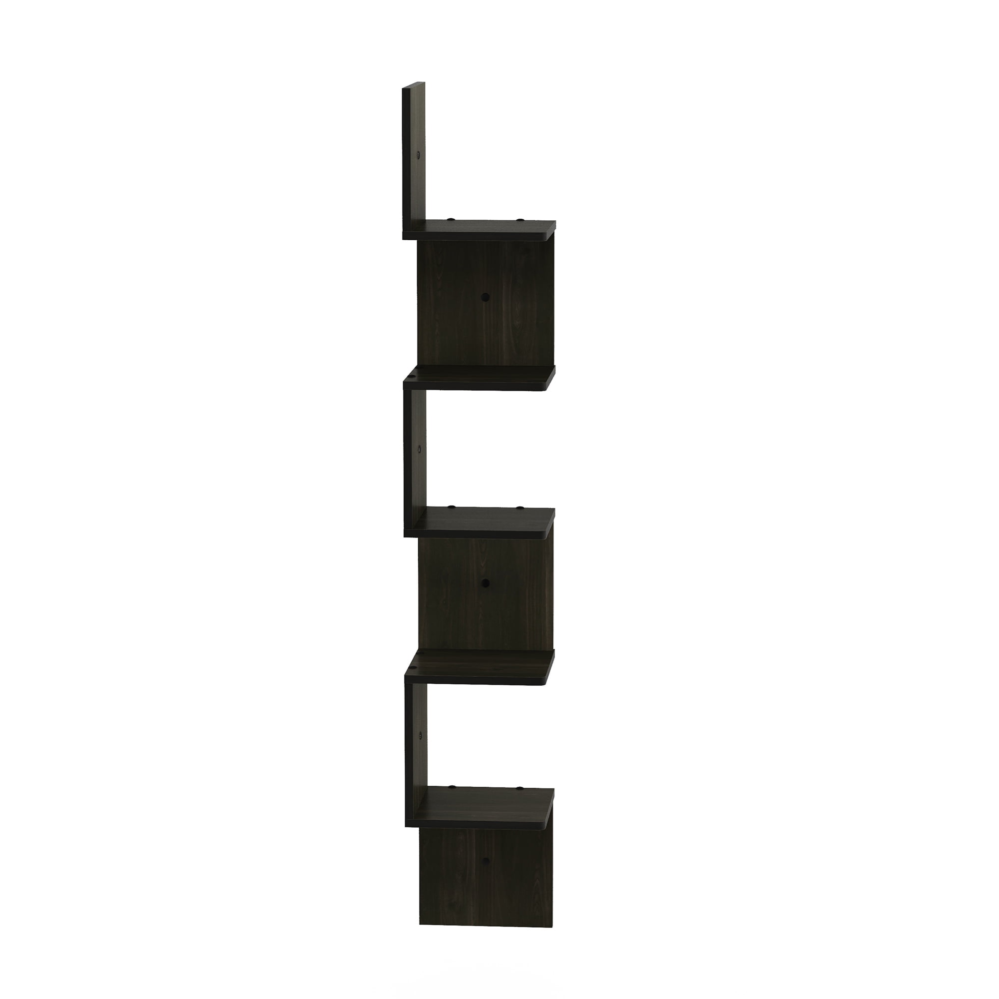 Furinno Rossi Contemporary 7.8" x 7.8" 5-Tier Espresso Floating Shelves
