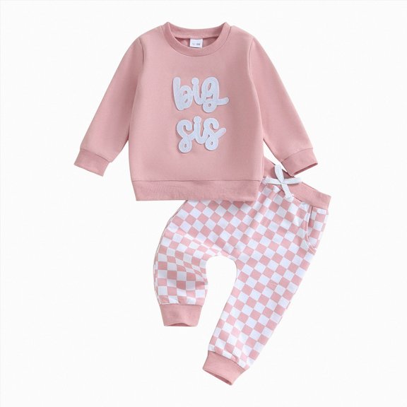 Xyant Toddler Girl Matching Outfits Big Sister Long Sleeve Sweatshirt and Elastic Drawstring Pants Set Fall Winter Clothes,Size 12-18 Months