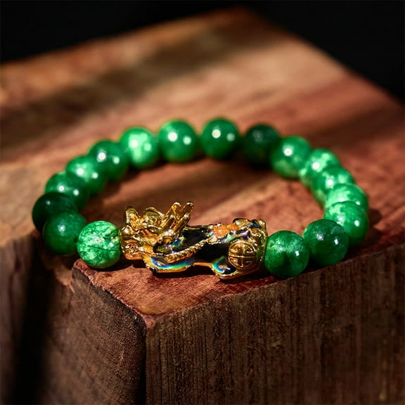 Harmony of Fortune Bracelet – Cyan Jade With FengShui Pixiu