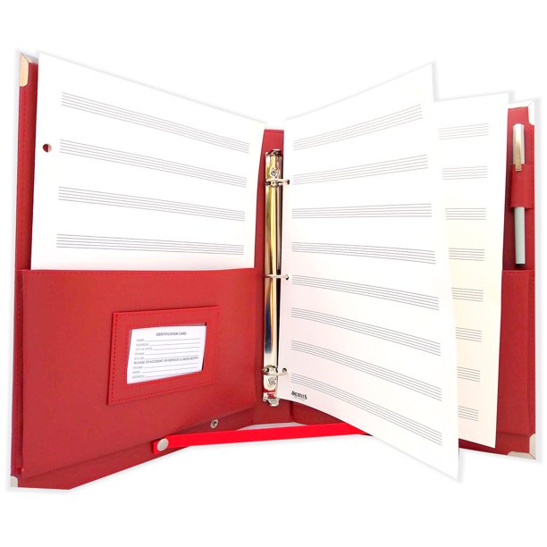 MSP Music Choral Folder 13.5 x 10" with Detachable Strap, 3ring binders (RED)