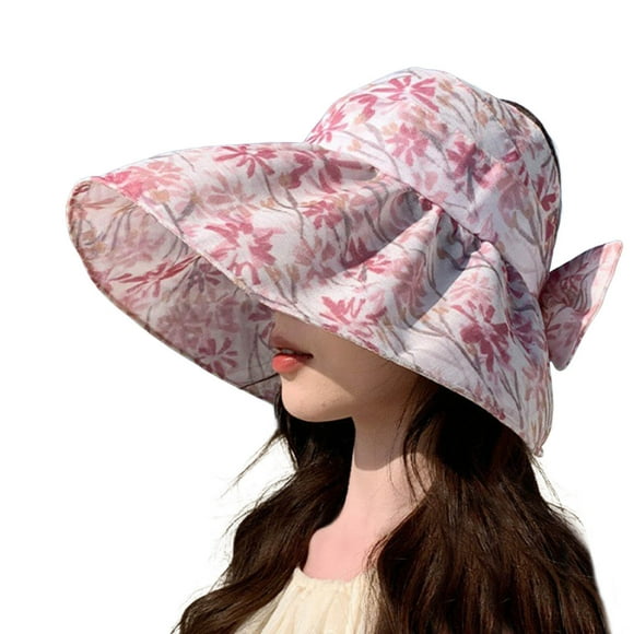 Fgnfyis Women's Summer Outdoor Large Brimmed Cycling Sun Hat Light and Breathable Foldable Large Brimmed Colorful Sun Hat Womens Hats Pink M