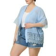 thumbnail image 4 of Agnes Orinda Women's Plus Size Mother's Day Cover Up Lace Panel Summer Holiday Boho Cardigans 1X Blue, 4 of 6
