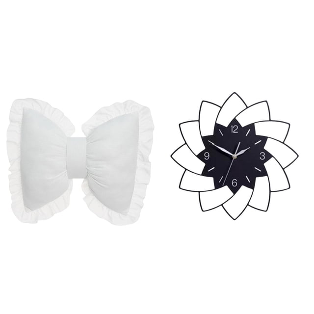Cojín con lazo bonito,Almohada con forma de lazo,bonito cojín decorativo con lazo,Reloj de pared grande,Reloj de pared acrílico silencioso sin tictac,Reloj de pared grande para
