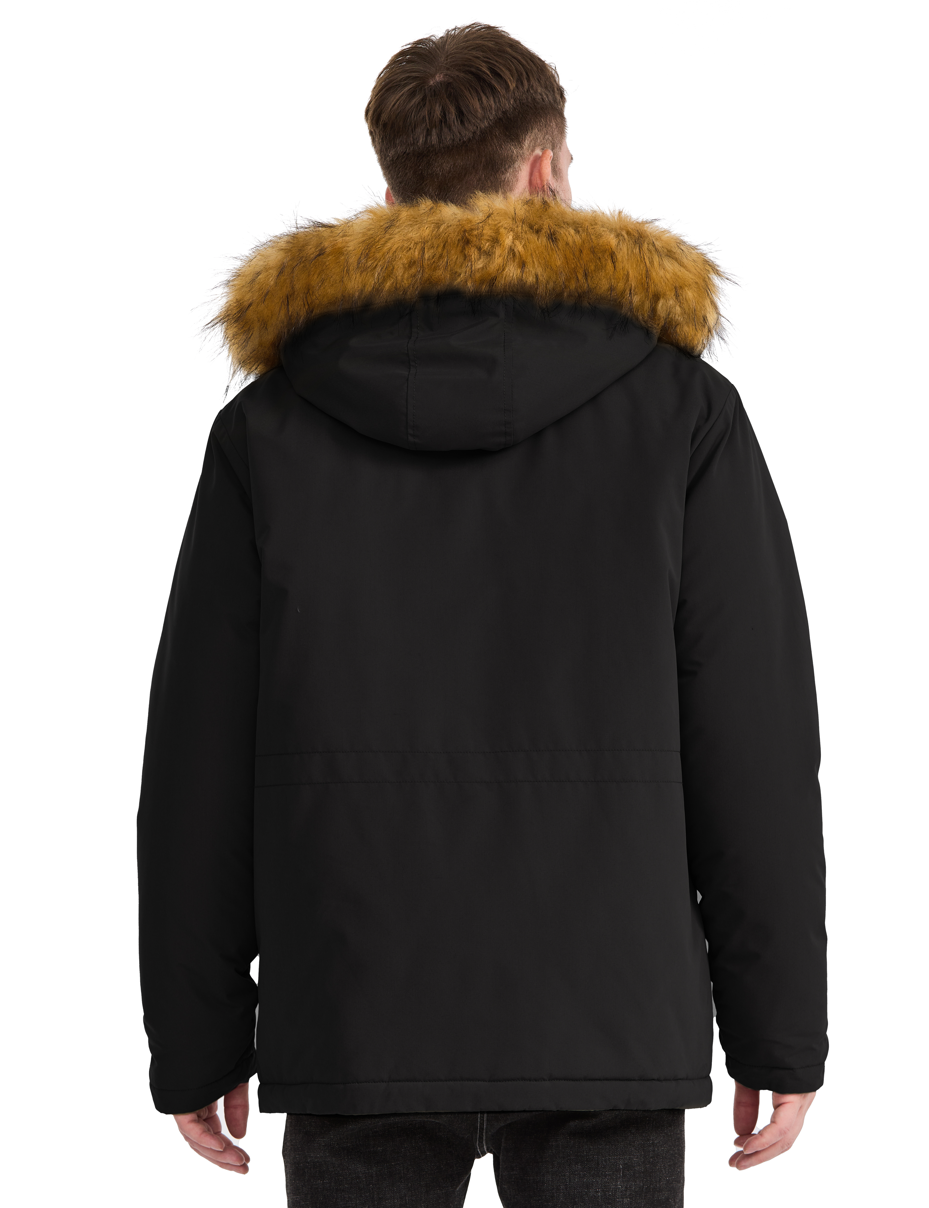 WenVen Men's Winter Parka Jacket, Black photo 4