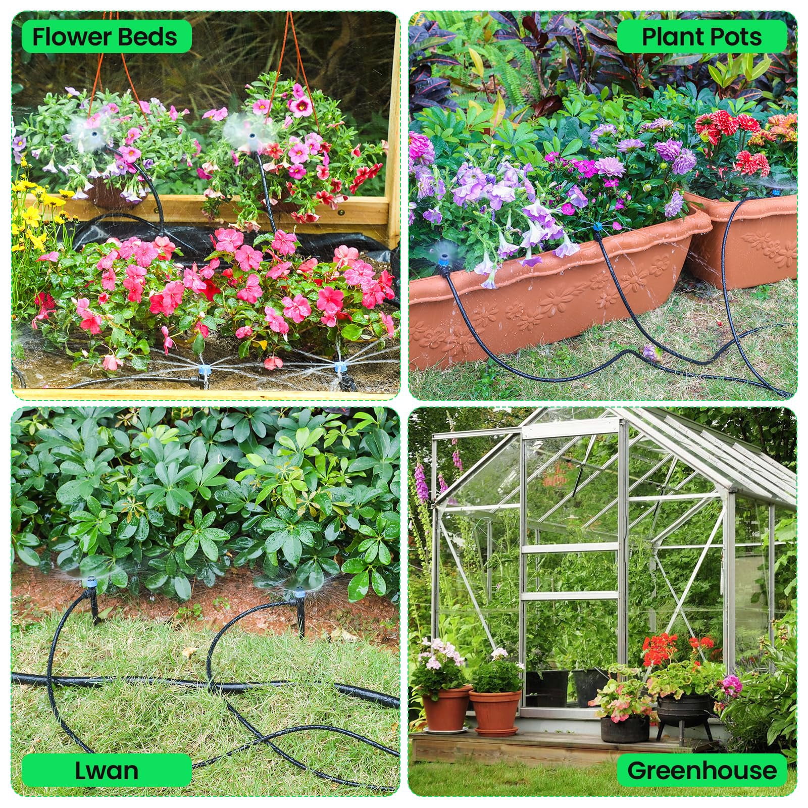 230FT Drip Irrigation System Kit Automatic Garden Watering System with Adjustable Nozzles Sprinklers for Garden Greenhouse Lawn