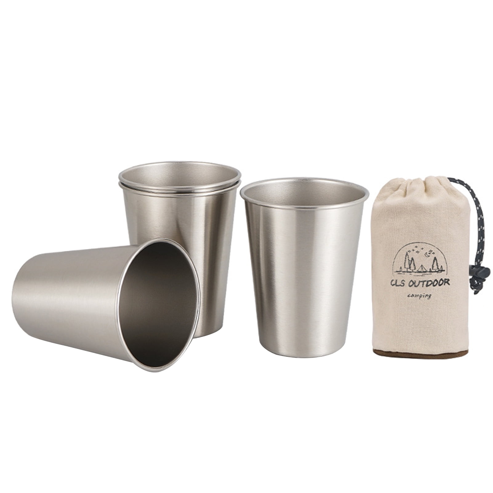 4-Pack Stainless Steel Drinking Glasses, Unbreakable Stackable Coffee ...