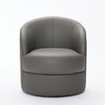 thumbnail image 5 of Noble House Leather Swivel Accent Chair, 360° Spin Mid-Century Modern Lounge Chair for Living Room, Gray, 5 of 6