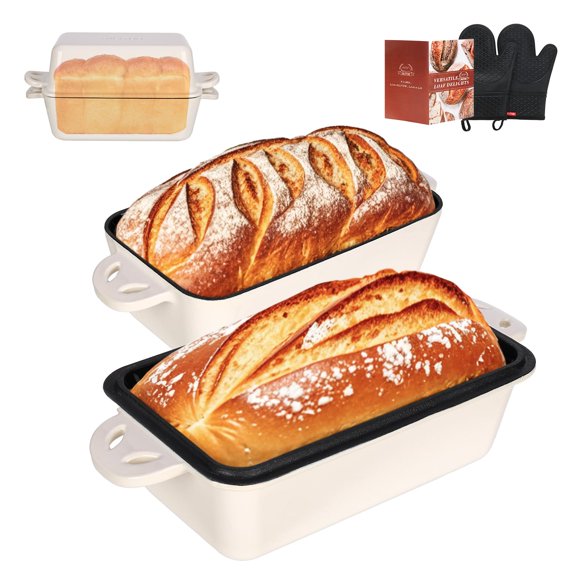 Molde para pan AILITOR de hierro fundido esmaltado 23 x 13 cm con tapa 2 en 1