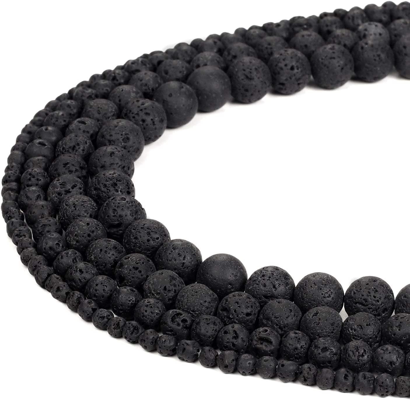 Strand 15" about 50pcs Many colors natural Black Volcanic Lava Stone Round Beads