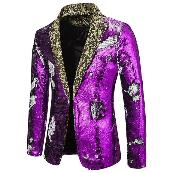 QIPOPIQ Clearance Men's Suits Personality Sequins Mens Formal Blazer Suit Jacket