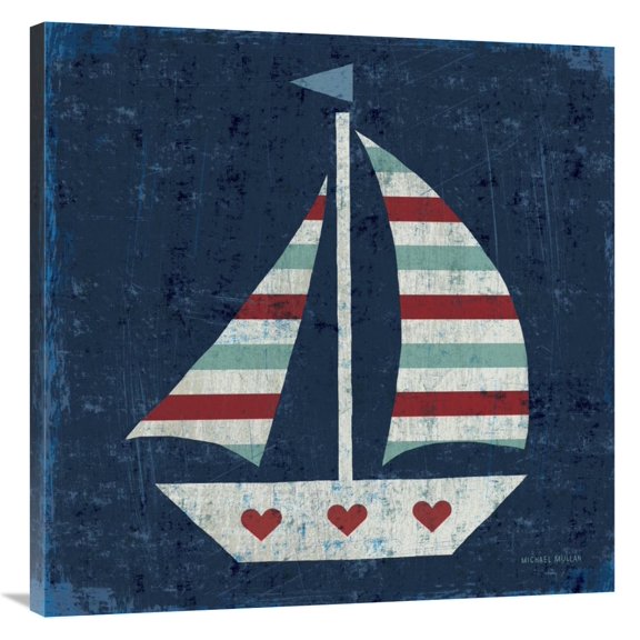 Global Gallery's 'Nautical Love Sail Boat' By Michael Mullan Stretched Canvas Wall Art