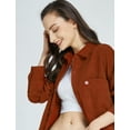 thumbnail image 3 of SSLR Womens Corduroy Shacket Jacket Shirt Oversized Button Down Shirts Long Sleeve Casual Tops, 3 of 8