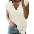 thumbnail image 2 of XuJwPNcy Women's Sweater Vest Fall V Neck Casual Sleeveless Sweaters Loose Cable Knit Winter Pullover Tops Basic Sweater Vest（White,X-Large), 2 of 6