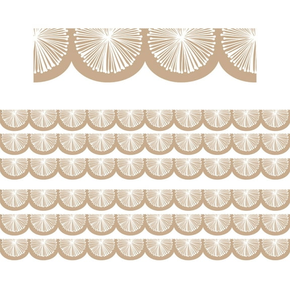 Teacher Created Resources Natural Poms Scalloped Die-Cut Border Trim, 35 Feet Per Pack, 6 Packs