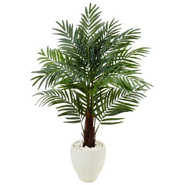 4.5 ft. Areca Palm Tree in White Oval Planter