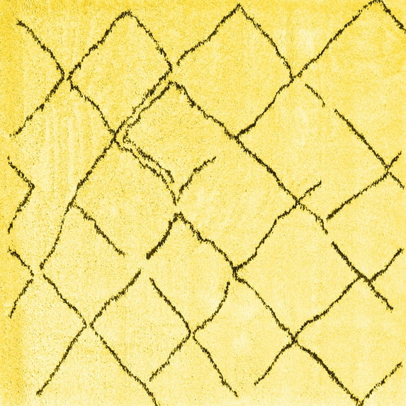 Ahgly Company Indoor Square Solid Yellow Modern Area Rugs, 8' Square