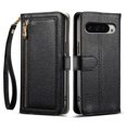 thumbnail image 2 of ESEBLE Leather For Google Pixel 10 / Pixel 10 Pro Case With 3-Card Holder Zipper Bills Slot, Makeup Mirror，Soft PU Leather Detachable Lanyard Shoulder Strap And Wristlet Wallet Case,Black, 2 of 7