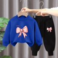 thumbnail image 2 of Mikilon Kids Bow Printed Sweat Sets Size 3-9 Years Round Neck Long Sleeve Sweatpants Elastic Waist Wide Leg Pants Fall and Winter Thermal Outfit Sets, 2 of 3