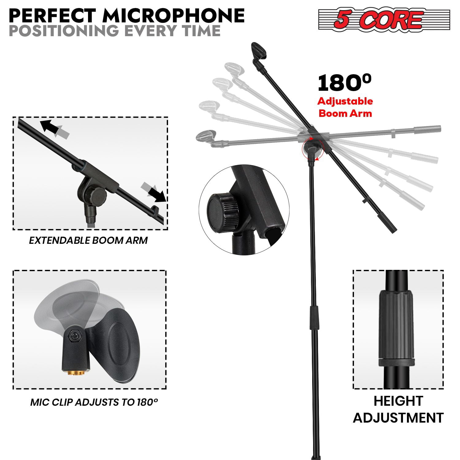 Tripod Mic Stand Floor 2Pcs Adjustable 18 to 72 Inches Sturdy Boom Arm Holder Microphone Stands Pedestal Para Microfono for Singing