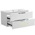 thumbnail image 2 of 36'' Floating Bathroom Vanity with Sink Combo, Wall Mounted Bathroom Floating Vanities with Ceramic Sink, Modern Bathroom Cabinet with 2 Fluted Drawer for Bathroom,Small Space,White, 2 of 8