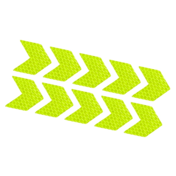 10pcs Reflective Stickers Arrow Shape Safety Tape Reflector Universal for Cars PET Fluorescent Yellow