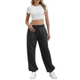 thumbnail image 7 of larppty Wide Leg Sweatpants for Women Fleece High Waist Joggers with Pockets Lightweight Comfy Drawstring Sweat Pants (Black, M), 7 of 7