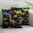 thumbnail image 3 of COMIO  Dinosaur Throw Pillow Cover Seamless Colorful Cute Cartoon Animal Dinosaur Dragon Pattern Decorative Rectangular Pillowcase for Sofa and Bed Couch, 3 of 5