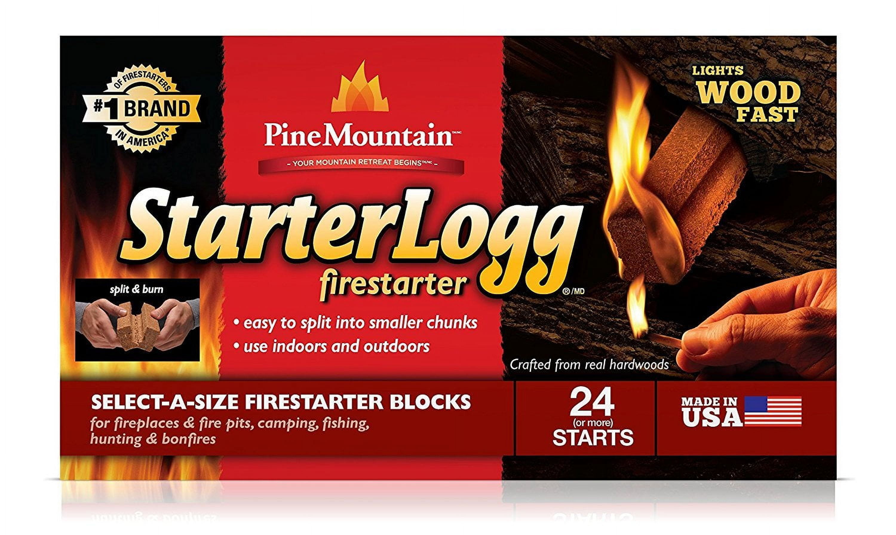(2 pack) Pine Mountain StarterLogg Firestarter, Easy Starters for Indoor & Outdoor, 24 Pack Firestarter Wood Fire Log for Fireplace, Campfire, Wood Stove, Fire Pit