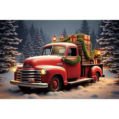 Christmas Gifts Photography Background Outdoor Snow Field Red Truck Photocall Backdrop Childr's Photo Studio Supplies