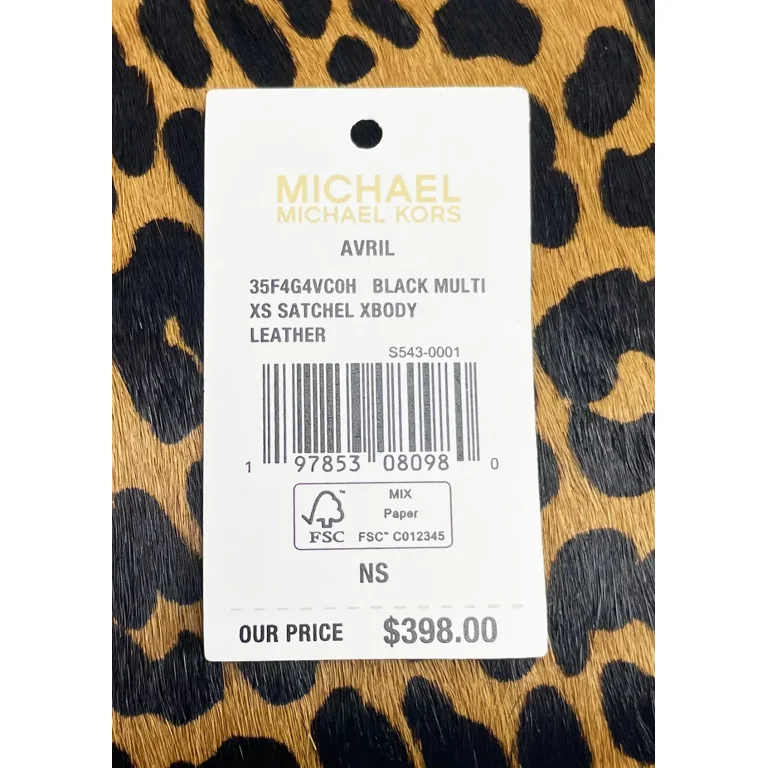 Michael Kors Avril XS Black Cheetah Satchel Crossbody Bag Purse