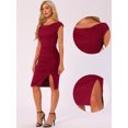 thumbnail image 2 of DARING DIVA Cowl Neck Short Sleeve Ruched Dress S Wine Red, 2 of 6