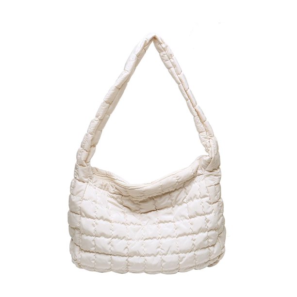 Satchel Bolso Hombro Gran Capacidad Mano Color Enrejado Sólido Mujer Eiderdown S