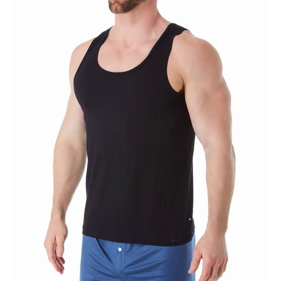 Men's Calida 12986 Pure & Style Quick Dry Pima Cotton Tank (Black M)