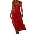 thumbnail image 6 of Ygbgbb Women's Summer Solid Color Dresses Flowy Spaghetti Strap Maxi Dress Loose Fit Beach Vacation Dress Trendy 2026 Outfits Red L, 6 of 8