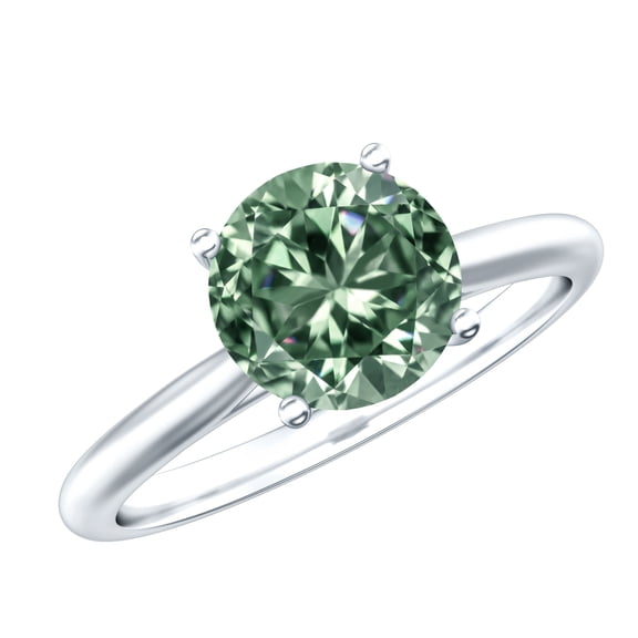 Rosec Jewels IGI Certified 3 Carat Lab Grown Green Diamond Engagement Ring - Vivid Green Color VS1 Clarity - Gift For Women, 925 Sterling Silver, US 4.00