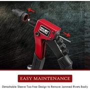 NEU MASTER Rivet Gun with 200Pcs Rivets, Manual Rivet Gun Kit with 4 Tool-Free Interchangeable Rivet Heads, BMC Case, Heavy Duty Single Hand Riveter for Plastic, Metal, Leather.