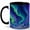 Black, variant on Northern Lights 11oz Ceramic Mug, Aurora Mountain Night Art