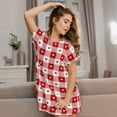 thumbnail image 3 of Logiee geometric with hearts Print Nightgowns for Women,Soft Short-Sleeved Lightweight Sleepwear, Loose Sleepshirts, 3 of 6