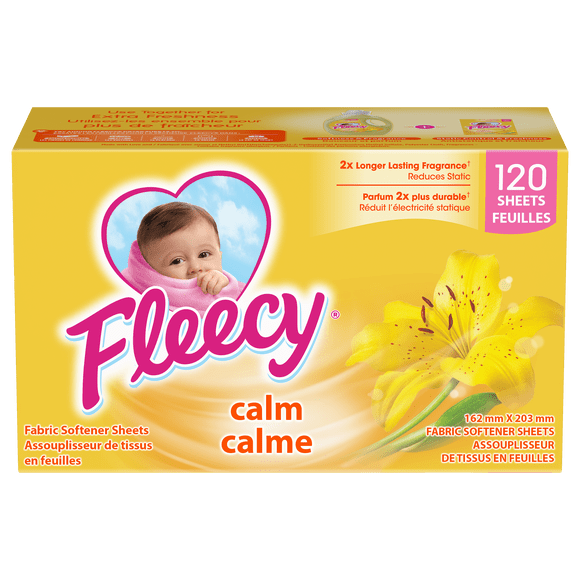 Fleecy Aroma Therapy Calm Dryer Sheets, Vanilla and Honey Lotus, 120 Sheets