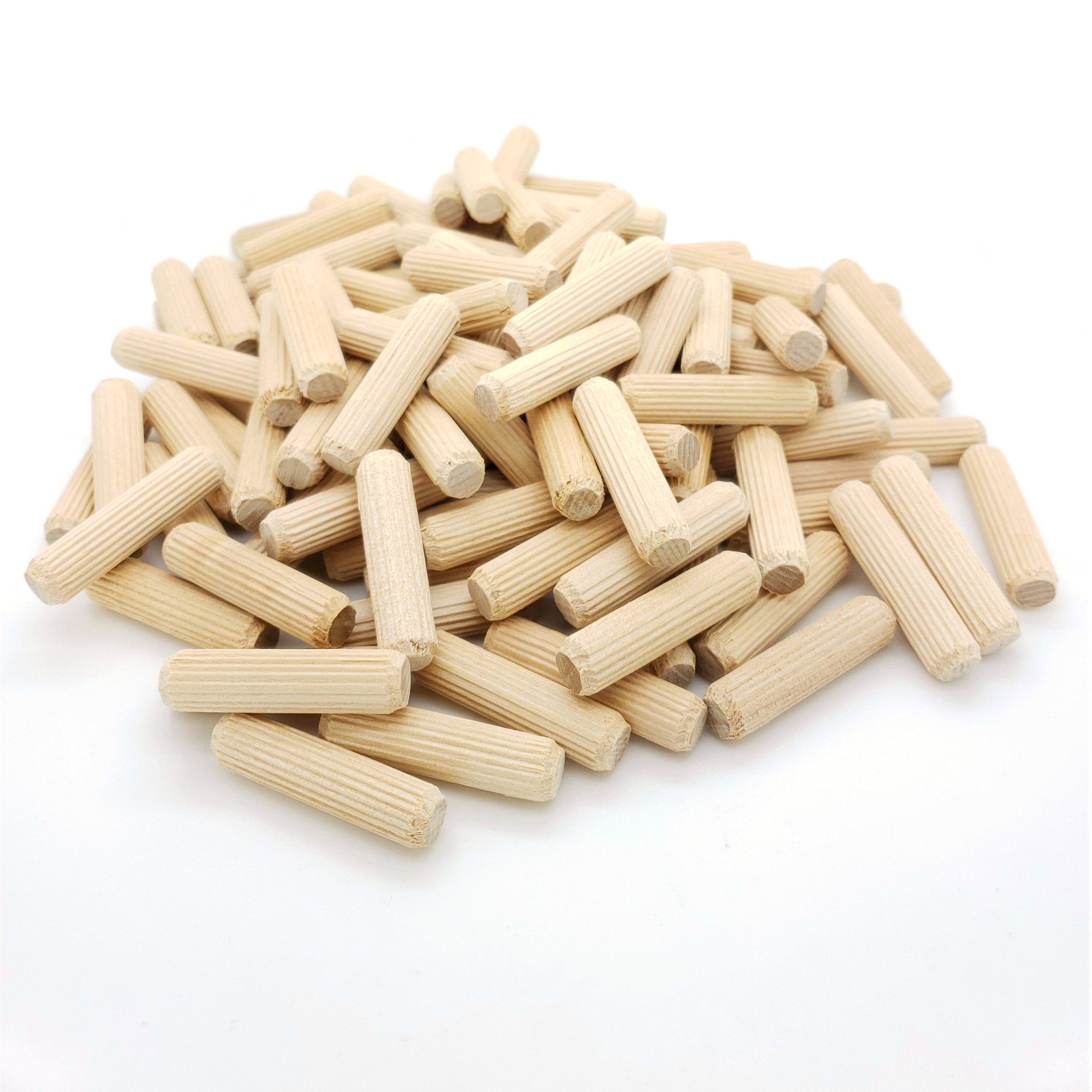 100 Qty 3/8" X 11/2" Fluted Birch Wooden Dowel Pins (BCP257)