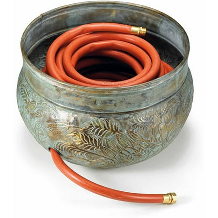 Good Directions Key West Hose Pot, Blue Verde Brass - Holds 150 ft. Hose
