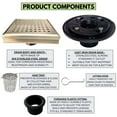 thumbnail image 4 of SereneDrains Kit Square Shower Drain with Base 304 Stainless Steel Traditional Square 6" Matte Gold, 4 of 11