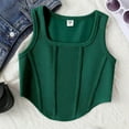 thumbnail image 2 of TSHXS Girls Black Tank Top Crop Tops For Girls 10-12 Tank Tops Crew Neck Cropped Basic Sleeveless Dance Yoga Dark Green 7-8 Years, 2 of 4