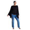 thumbnail image 3 of ELOQUII Women's Plus Size Dramatic Sleeve Shirred Top, 3 of 4