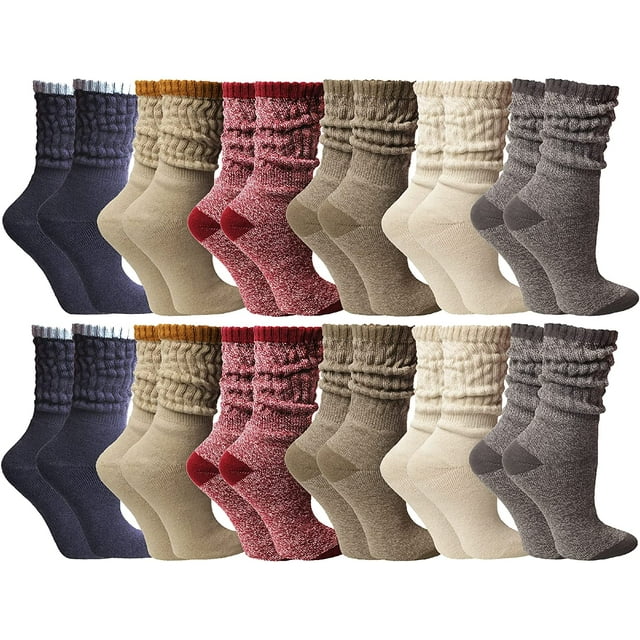 SOCKS'NBULK Womens Cotton Slouch Socks, Ladies Scrunchy Slouchy Boot