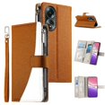 thumbnail image 1 of Funda cartera GANGXUN para OPPO A58 4G , cuero PU con tarjetero, cremallera, correa de mano, soporte y protección 482°, 1 of 6